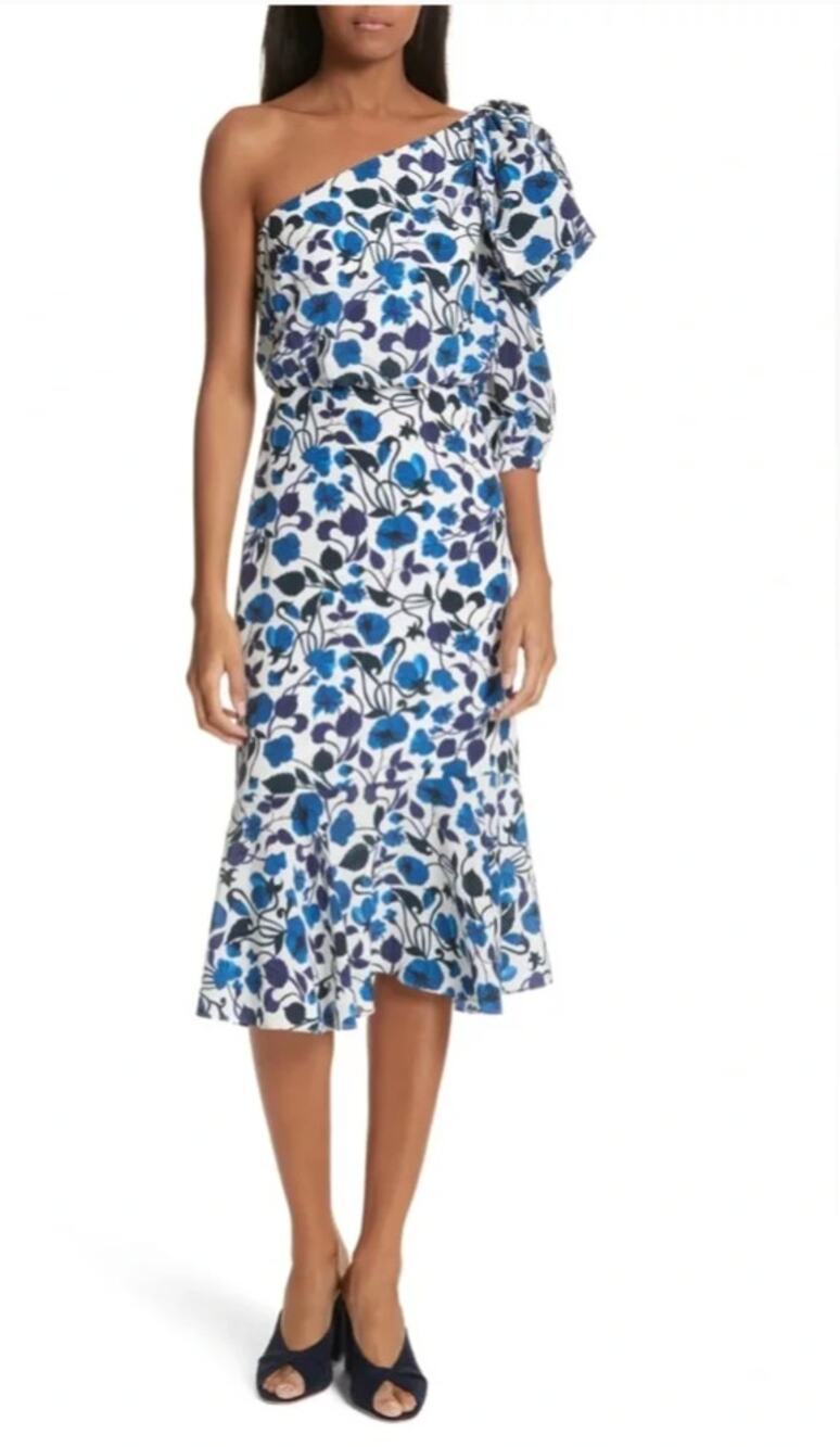 Saloni 100% Silk Juliet Dress in Forget Me Not size 4